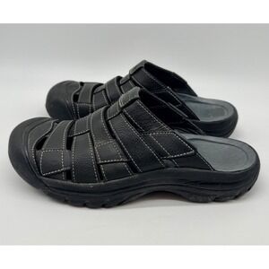 Keen Sandals Men's Sz 8 Dark Brown Bidwell Slide Leather Shoes Fisherman